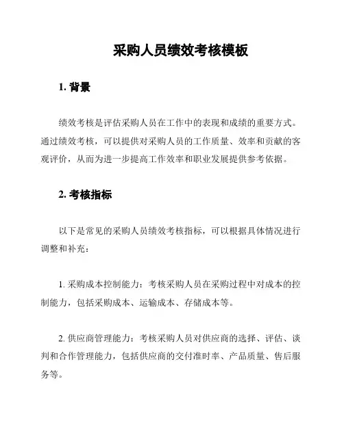 采购人员绩效考核模板