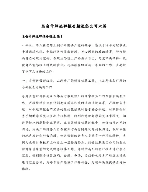 总会计师述职报告精选怎么写六篇