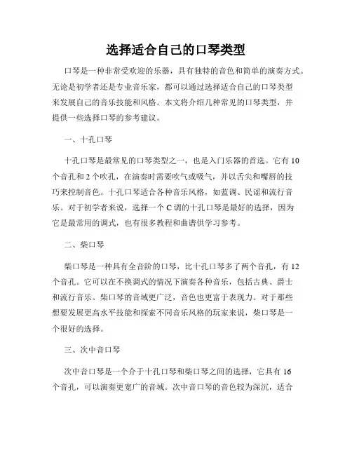 选择适合自己的口琴类型