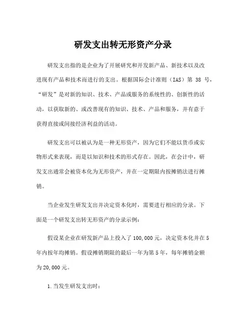 研发支出转无形资产分录