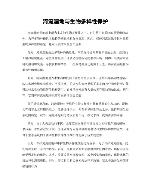 河流湿地与生物多样性保护