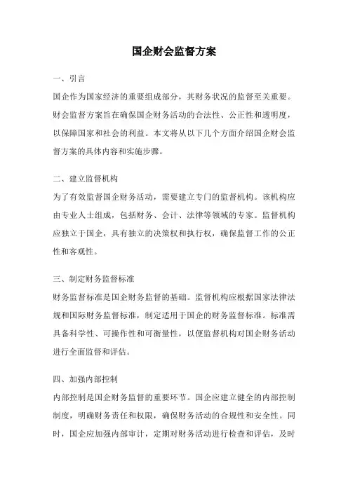 国企财会监督方案
