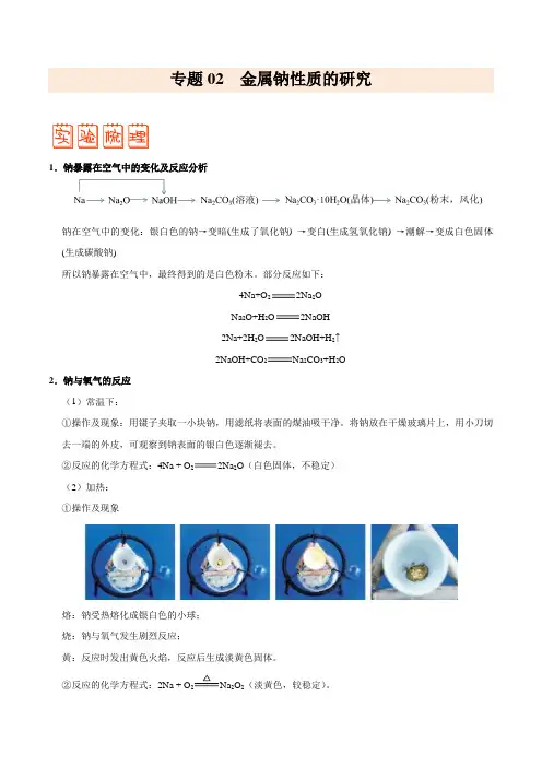 专题02 金属钠性质的研究——备战2021年高考化学之突破教材实验热点(学生版)