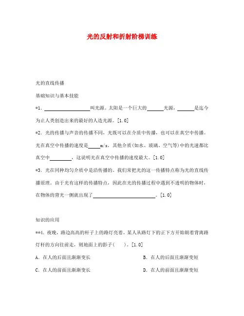 中考物理复习阶梯训练光的反射和折射