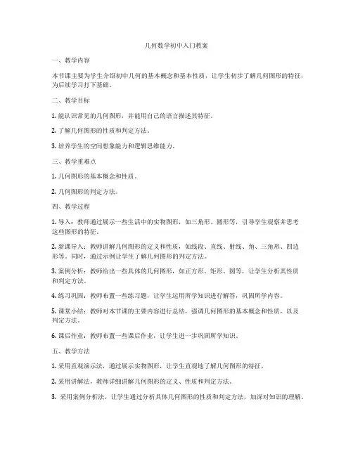 几何数学初中入门教案