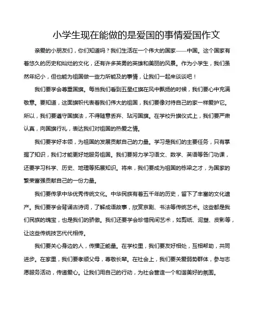 小学生现在能做的是爱国的事情爱国作文