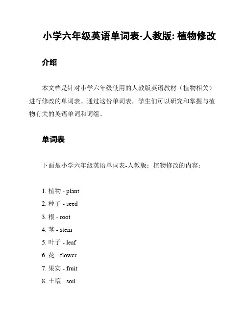 小学六年级英语单词表-人教版: 植物修改
