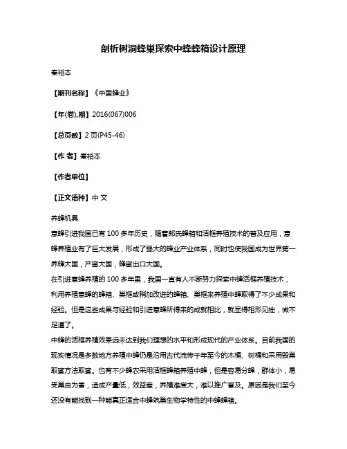 剖析树洞蜂巢探索中蜂蜂箱设计原理