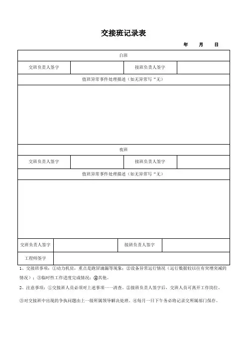 交接班记录表