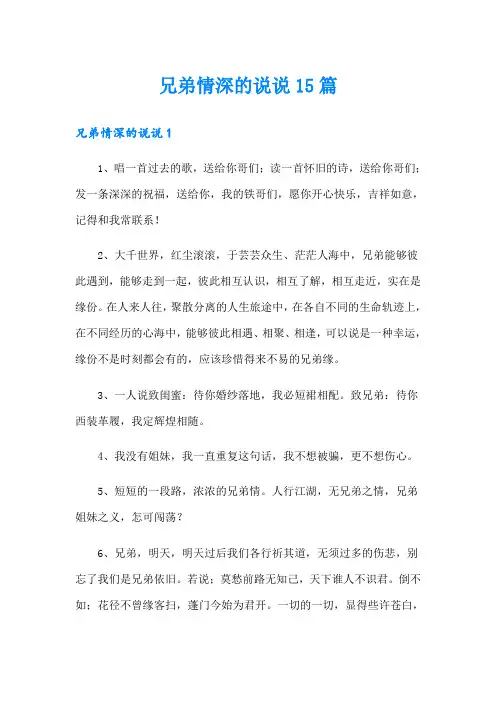 兄弟情深的说说15篇
