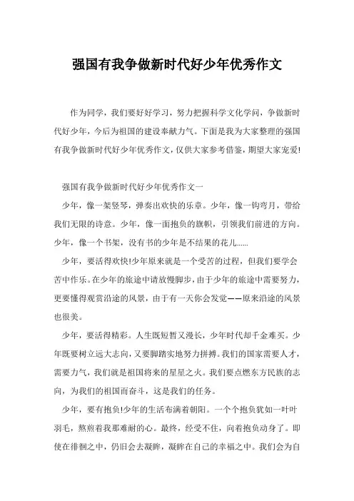 (写作指导)强国有我争做新时代好少年优秀作文