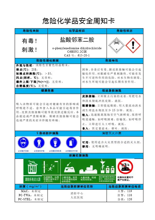 盐酸邻苯二胺-危险化学品安全周知卡