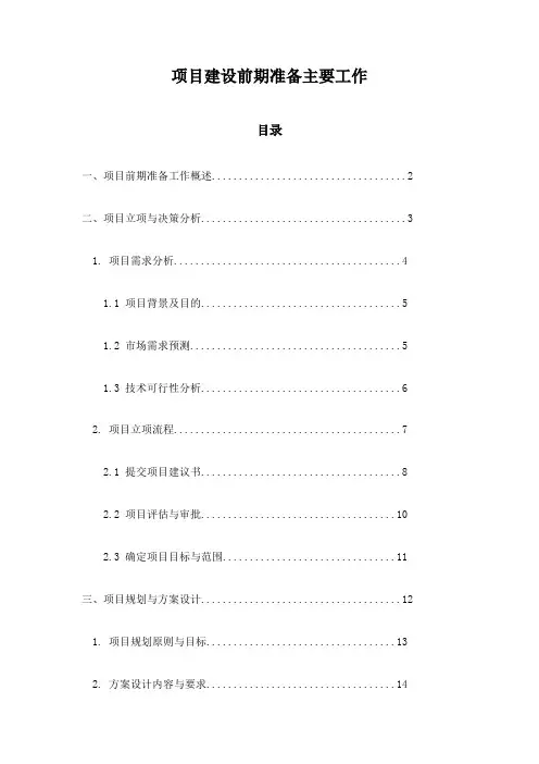 项目建设前期准备主要工作