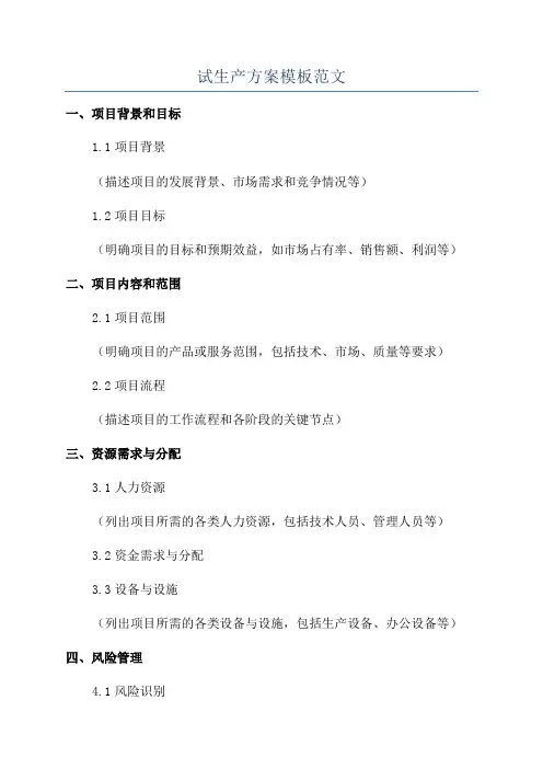试生产方案模板范文