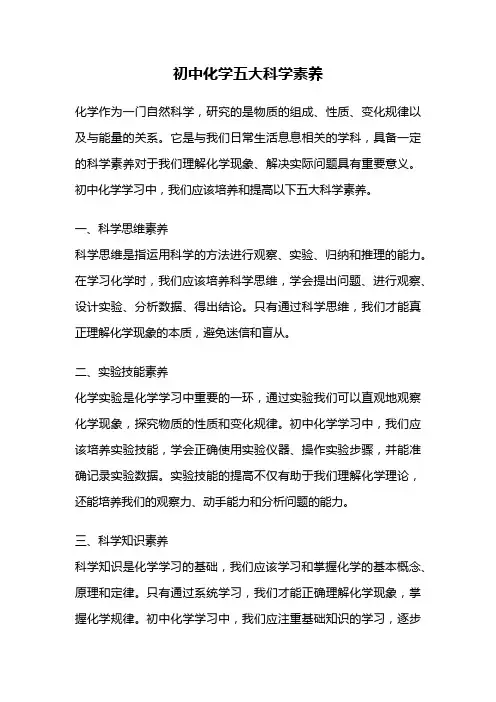 初中化学五大科学素养