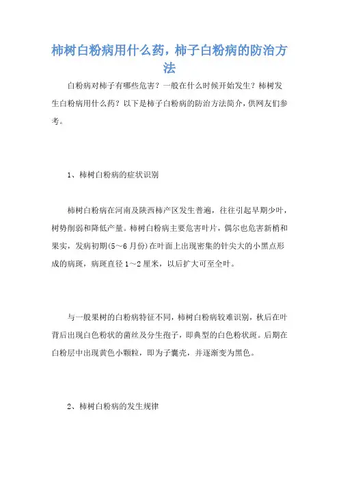 柿树白粉病用什么药,柿子白粉病的防治方法