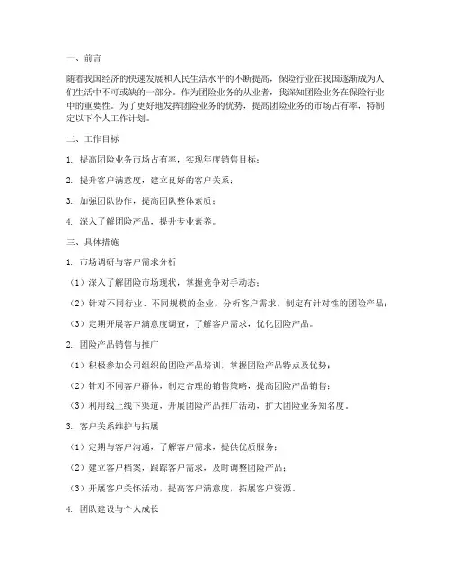 团险个人工作计划