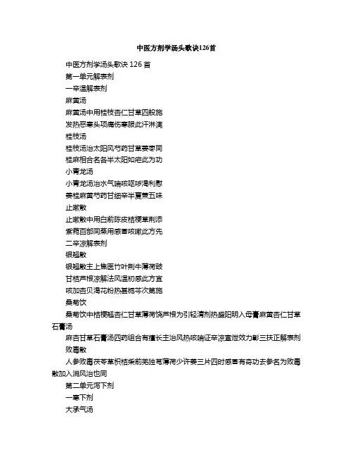 中医方剂学汤头歌诀首