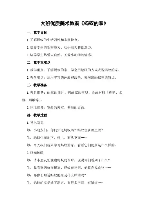 大班优质美术教案《蚂蚁的家》