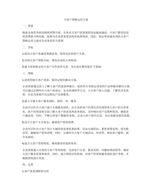 大客户策略运营方案