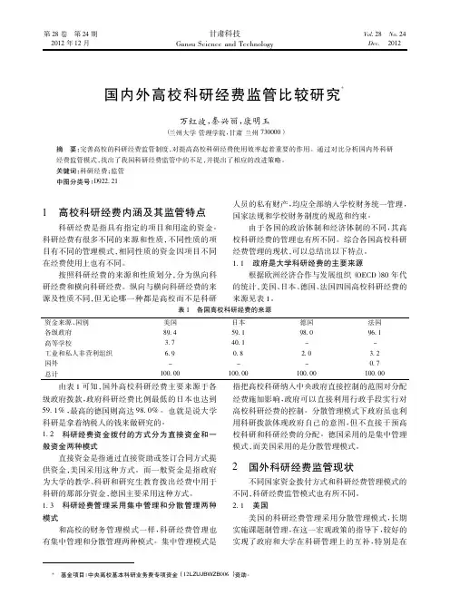 国内外高校科研经费监管比较研究