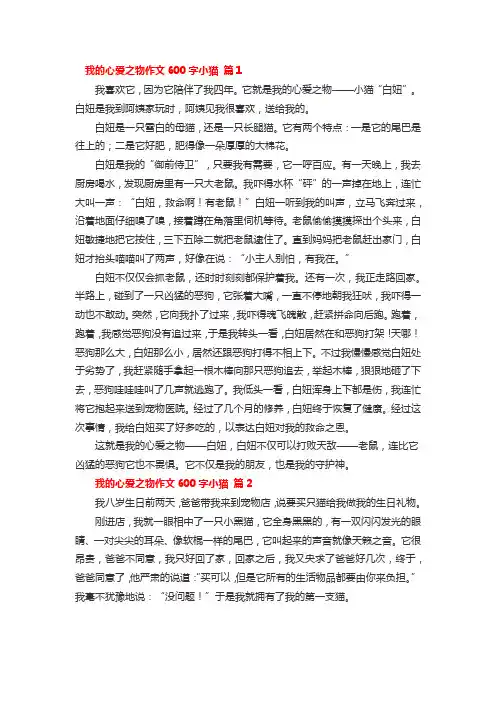 我的心爱之物作文600字小猫