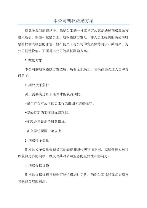 本公司期权激励方案