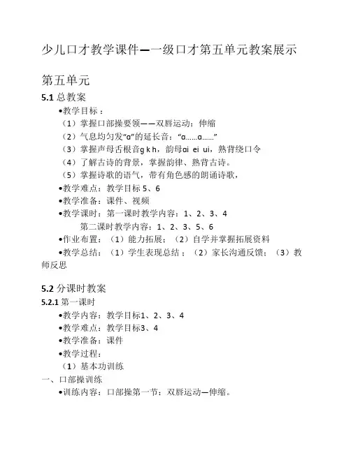 少儿口才教学课件—一级口才 教案展示 