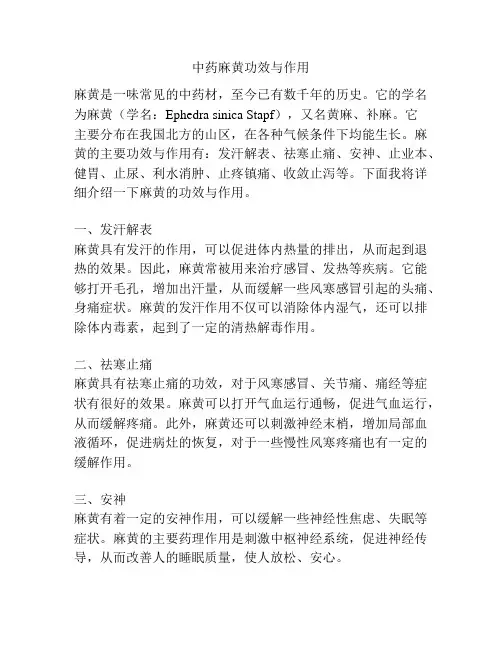 中药麻黄功效与作用