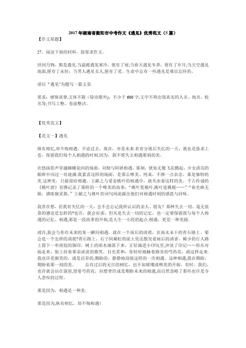 作文《遇见》优秀范文(5篇)
