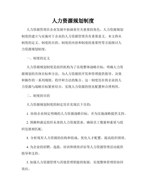 人力资源规划制度
