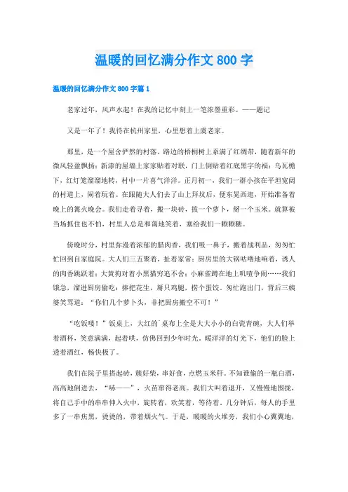 温暖的回忆满分作文800字