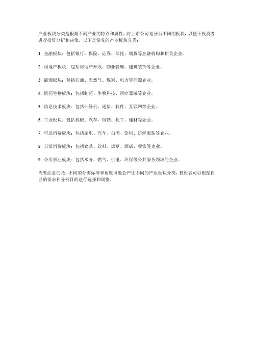 产业板块分类
