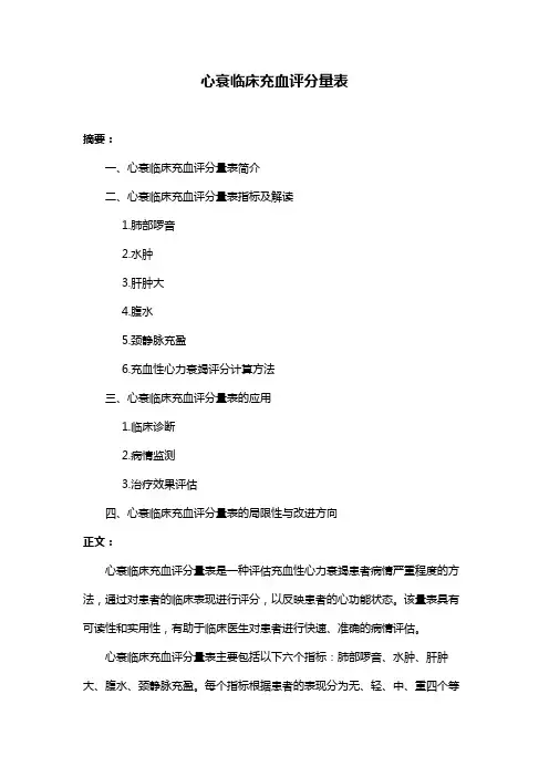 心衰临床充血评分量表