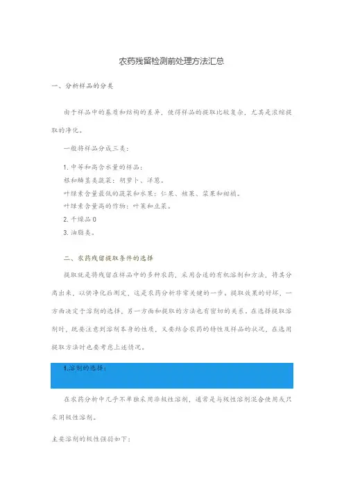 农药残留检测前处理方法汇总