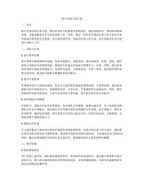 新兵年度工作计划