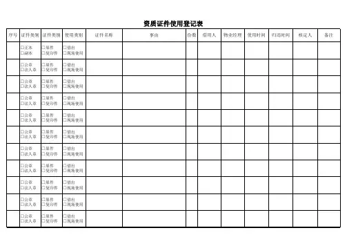 资质证件使用登记表