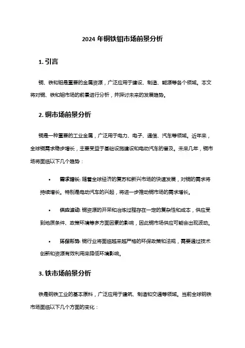 2024年铜铁钼市场前景分析
