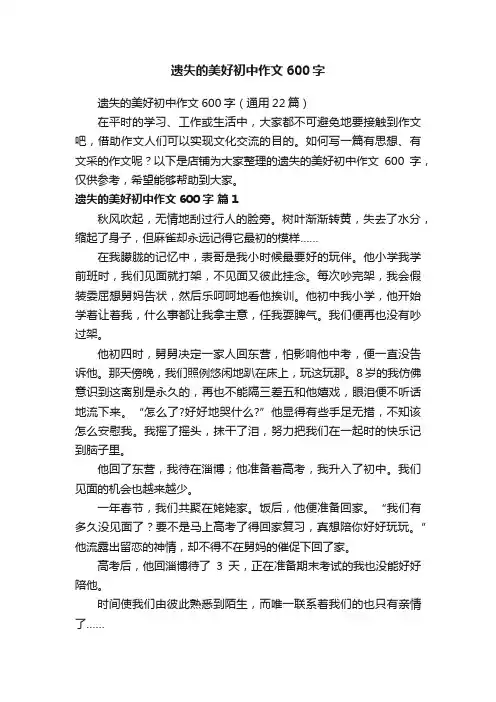 遗失的美好初中作文600字