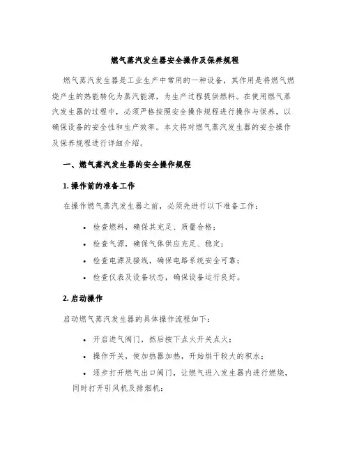 燃气蒸汽发生器安全操作及保养规程