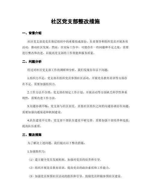 社区党支部整改措施