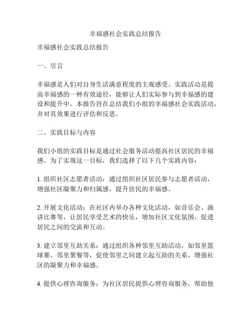 幸福感社会实践总结报告