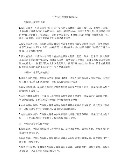车库防火卷帘知识点总结