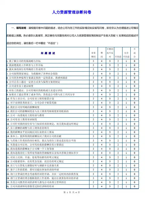 人力资源管理诊断问卷