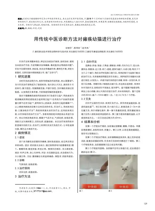 用传统中医诊断方法对瘫痪幼猫进行治疗
