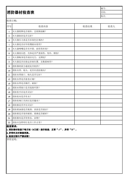 消防器材检查表
