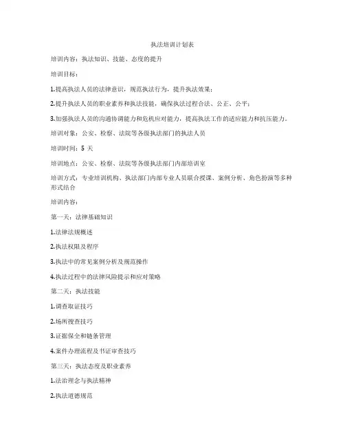 执法培训计划表