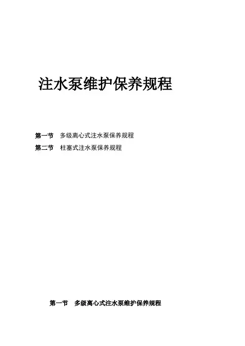 注水泵维护保养规程