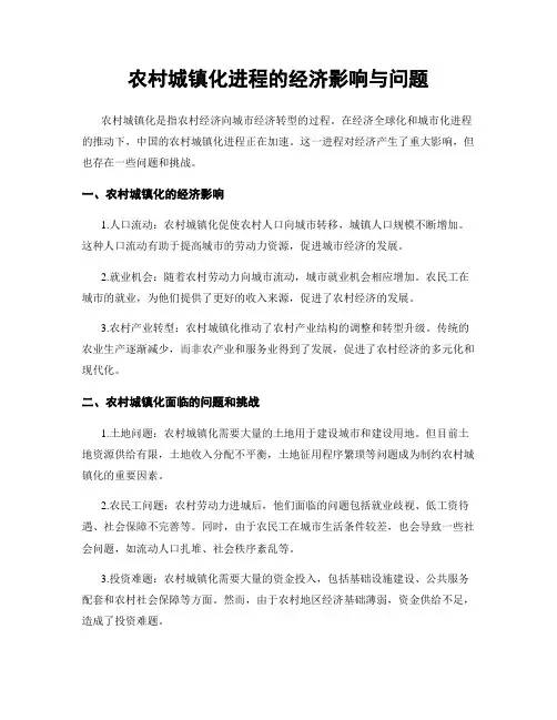 农村城镇化进程的经济影响与问题