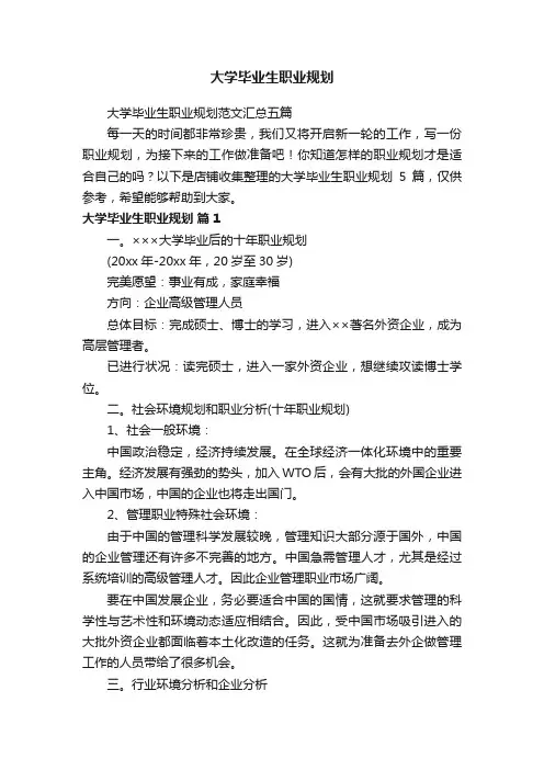 大学毕业生职业规划